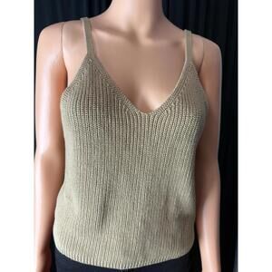 Frye knit tank top adjustable straps, khaki tan size large